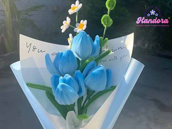 Bó hoa Tulip kẽm nhung handmade