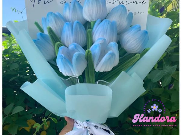 Bó hoa Tulip kẽm nhung handmade - Hình ảnh 3