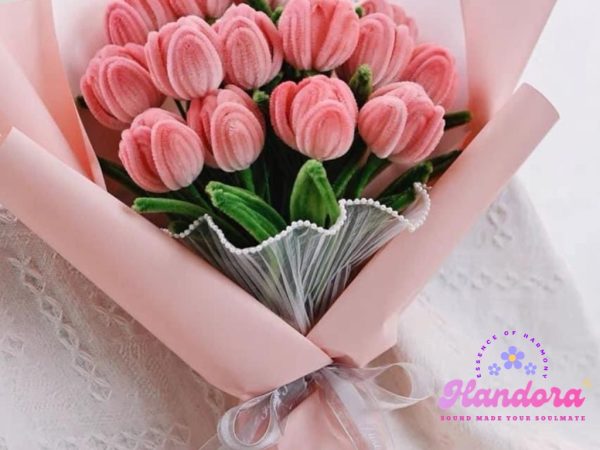 Bó hoa Tulip kẽm nhung handmade - Hình ảnh 5